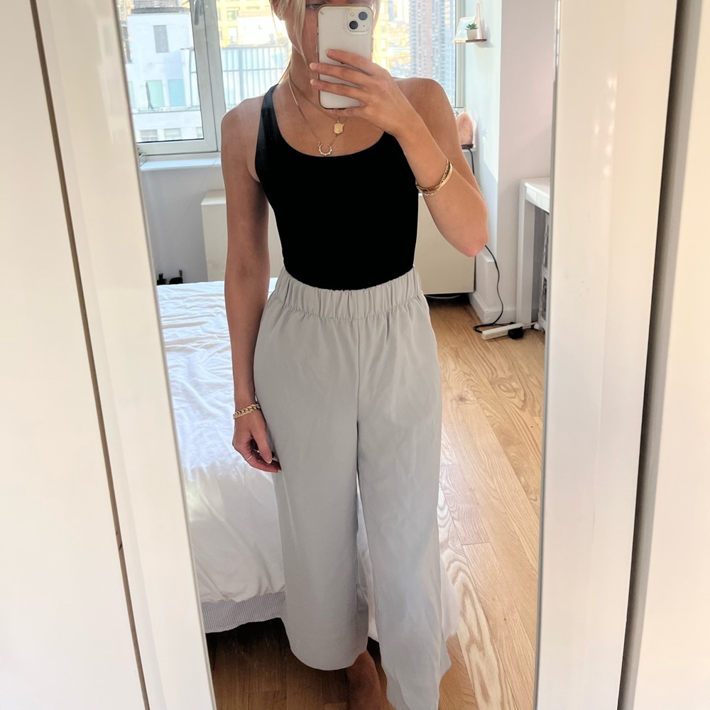Sage green culotte cropped pants